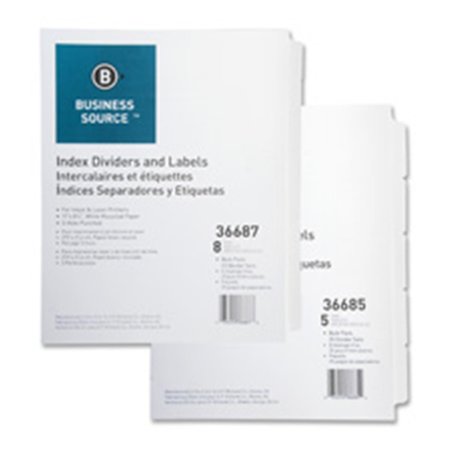 BUSINESS SOURCE Index Dividers- 3HP- 5-Tab- 25 ST-PK- 11 in. x 8.5 in.- White BSN36685
